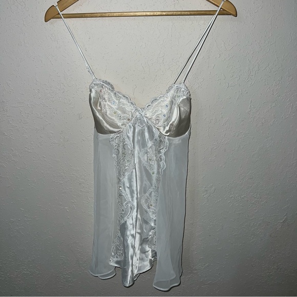 Cinema Etoile BNWT Vintage Satin Semi Sheer Baby Doll Thong Matching Set Small - Picture 1 of 15